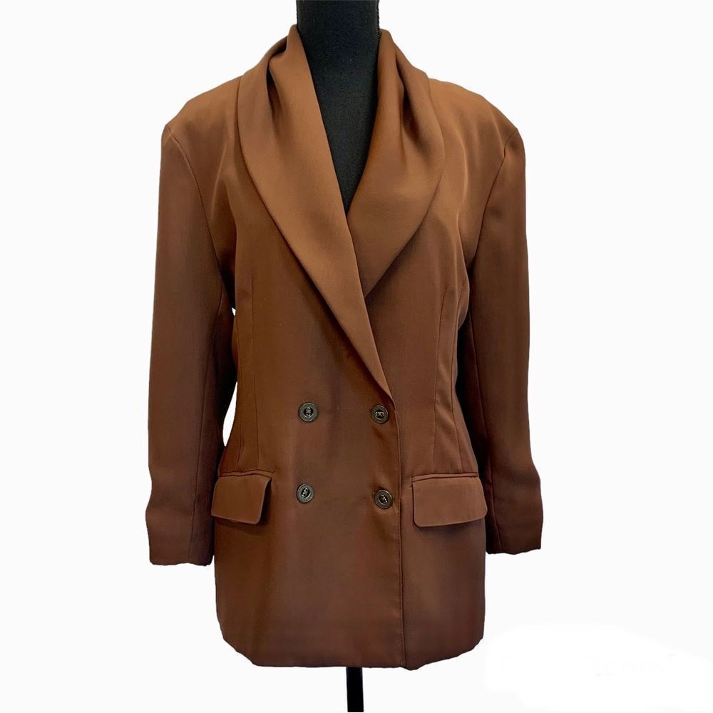 Vintage Xxvi Rust Brown Draped Shawl Collar Blazer Jacket